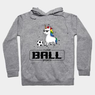 Unicorn with Sunglasses and Soccer ball Hoodie